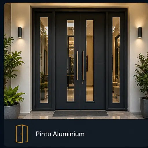 Hasil pemasangan pintu aluminium custom KusenCakep di Bekasi